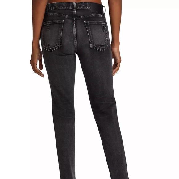 Moussy Vintage Lenwood Black Distressed Mid Rise Tapered Jeans - Picture 5 of 11